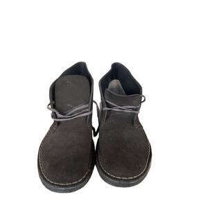 Clarks Womens Black Lace Up Round Toe Leather Suede Desert Boots Size 10.5